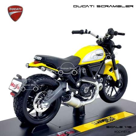 Naynaeshop โมเดล มอเตอร์ไซด์ บิ๊กไบค์ DUCATI SCRAMBLER สีเหลืองดำ (Scale 1:18)