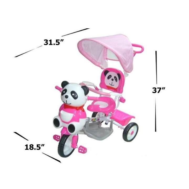 Np Toys รถจักรยาน รถเข็นสามล้อ รถสามล้อปั่นเด็กหน้าหมีแพนด้า มีด้ามเข็น ร่มบังแดด มีเสียงดนตรี No.a23