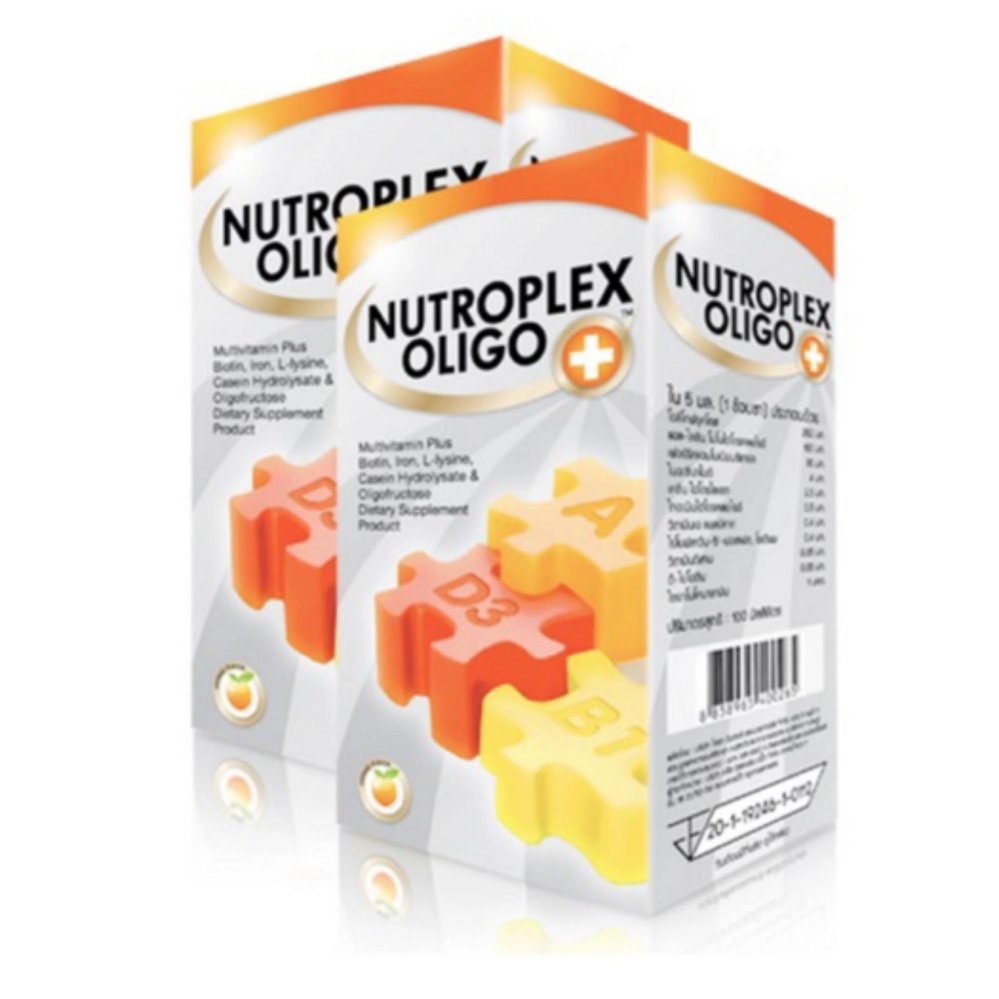 รีวิว Nutroplex Oligo Plus วิตามินเสริมอาหาร สำหรับเด็กวัยเจริญเติบโต 100ml (2กล่อง) รสส้ม