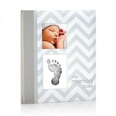 Pearhead Chevron Baby Book With Clean-Touch Ink Pad Included, Gray - Intl