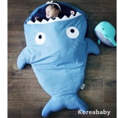 ผ้าหม่เด็ก ผ้าห่อตัวเด็ก ถุงนอนเด็ก รูปปลา ถุงนอนปลาฉลาม ถุงนอนสำหรับเด็ก สีฟ้า