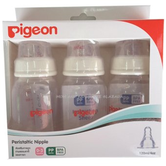 Pigeon Peristaltic Nipple ขวดนม PP 4oz พร้อมจุกเสมือนนมมารดา รุ่นมินิ ไซส์ S แพ็ค3 ขวด (1 แพ็ค)