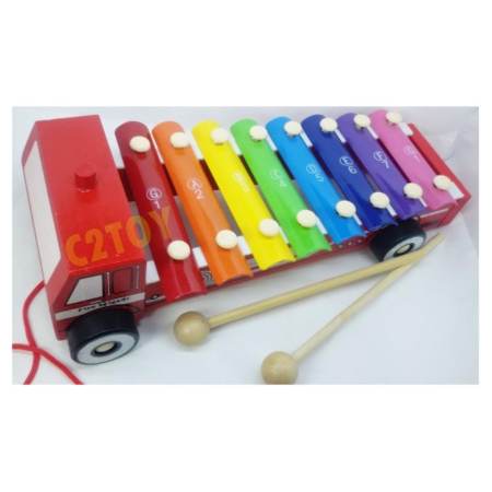 ระนาดไม้รูปทรงรถดับเพลิง 8 คีย์โน๊ต C2TOYS(สีแดง)