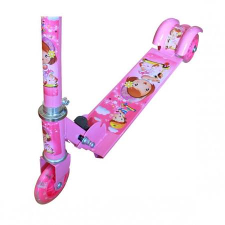 Scooter สกู๊ตเตอร์สามล้อ แบบล้อพลาสติกมีไฟ  รุ่น SCT777  (Pink)