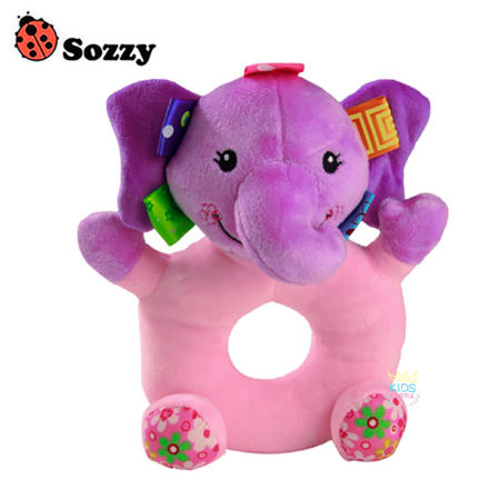 Sozzy ตุ๊กตาเขย่ามือแบบแท่งกับโดนัทลายน้องช้างแพคคู่ 