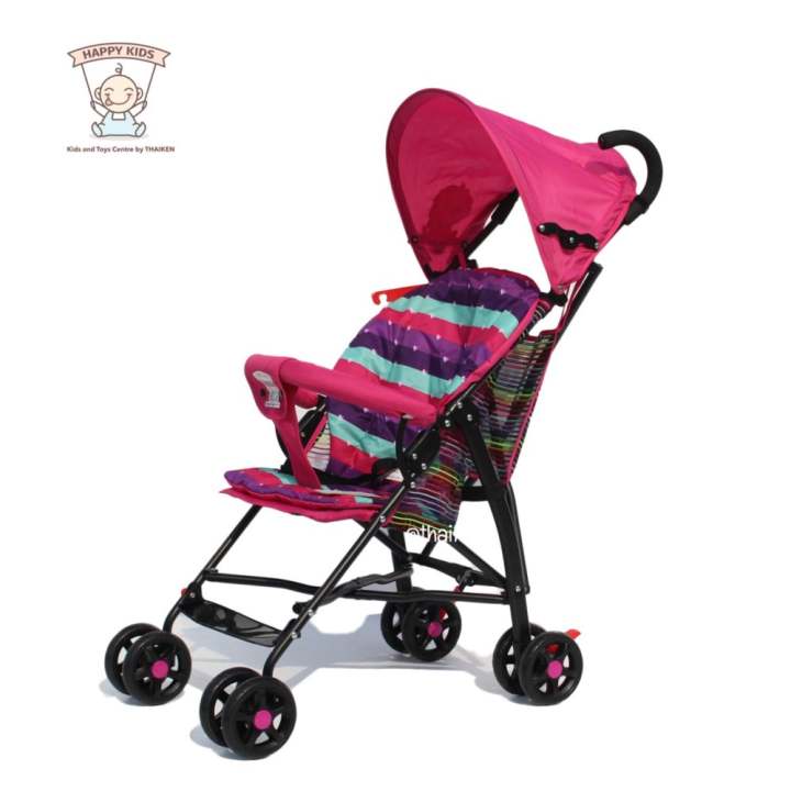 Thaiken รถเข็นเด็กพับได้เบาะนุ่มสองชั้น Foldable Mini Baby Stroller (Pink) 5906