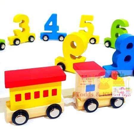 Todds  Kids Toys  ของเล่นไม้เสริมพัฒนาการ ขบวนรถไฟตัวเลข 0-9