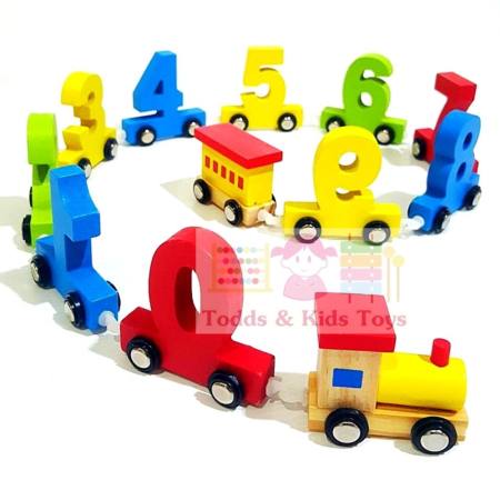 Todds  Kids Toys  ของเล่นไม้เสริมพัฒนาการ ขบวนรถไฟตัวเลข 0-9