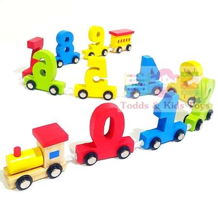 Todds  Kids Toys  ของเล่นไม้เสริมพัฒนาการ ขบวนรถไฟตัวเลข 0-9
