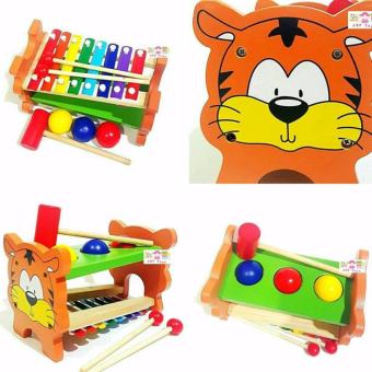 Todds & Kids Toys ของเล่นไม้เสริมพัฒนาการ ระนาด ทุบตอกไม้ ลายเสือน้อย