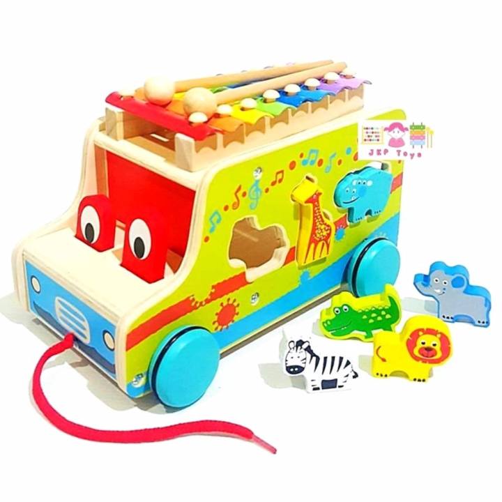 Todds & Kids Toys ของเล่นไม้เสริมพัฒนาการ 3 in 1 รถระนาด บล็อคหยอด...