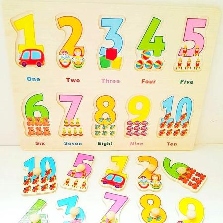 Todds  Kids Toys ของเล่นเสริมพัฒนาการ เซทหมุดไม้ รวมจิ๊กซอว์เสริมความรู้ 8 เเผ่น (ภาษาไทย-อังกฤษ ตัวเลขเเละสัตว์ต่างๆ)