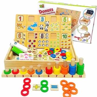 ❤️ส่งฟรี❤️Todds & Kids Toys ของเล่นไม้เสริมพัฒนาการ กล่องไม้สอนนับเลขพร้อมกระดาน ห่วงสวมหลัก