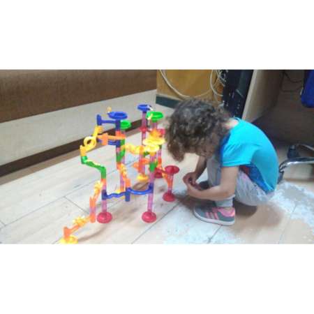 Todds  Kids Toys MARBLE RACE รางลูกแก้วหรรษา แบบประกอบเองตามจินตนาการ รุ่น105 pcs.