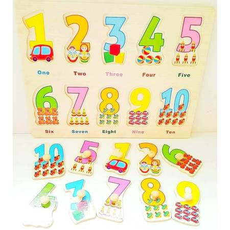 Todds  Kids Toys ของเล่นเสริมพัฒนาการ เซทหมุดไม้ จิ๊กซอว์เสริมความรู้ 4 เเผ่น