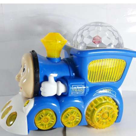 Tontoys รถไฟใส่ถ่านชนถอยมีไฟ+เสียง สีน้ำเงิน