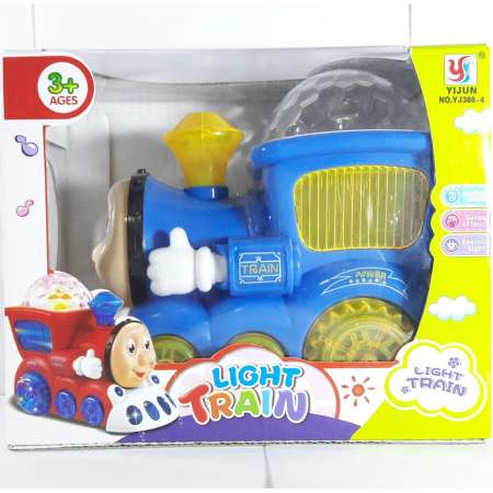 Tontoys รถไฟใส่ถ่านชนถอยมีไฟ+เสียง สีน้ำเงิน