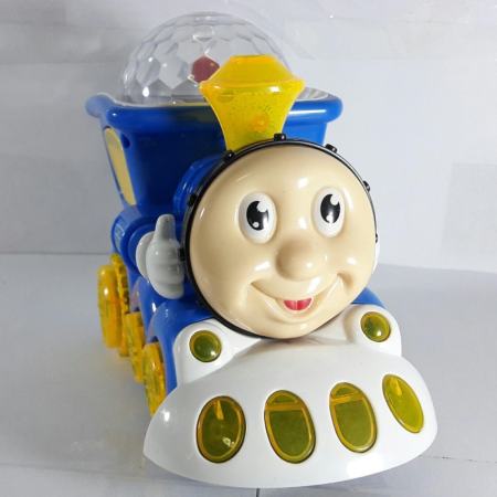 Tontoys รถไฟใส่ถ่านชนถอยมีไฟ+เสียง สีน้ำเงิน