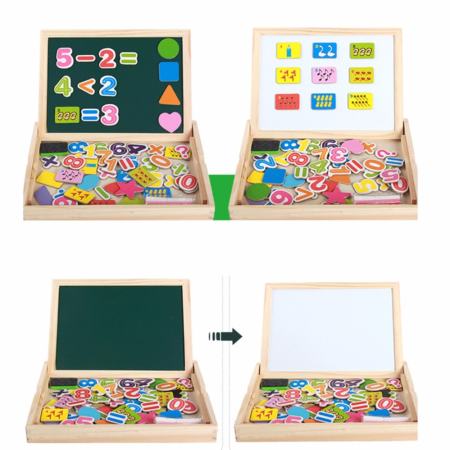 Wood Toy ของเล่นไม้เสริมพัฒนาการ ชุดกระดานเเม่เหล็ก Digital shape drawing board