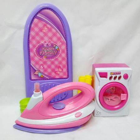 Worktoys ชุดเตารีดจำลอง โต๊ะรีดผ้าของเล่น พร้อมเครื่องซักผ้า มีไฟ มีเสียง