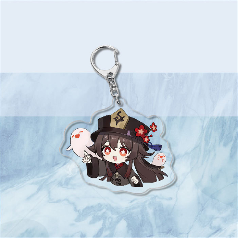 Cute Anime Genshin Impact Keychain Zhongli Chongyun Aether Kawaii ...