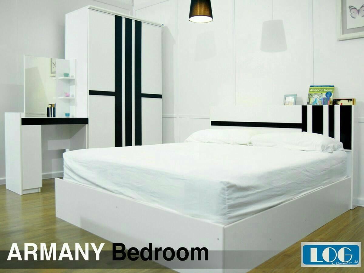 RF Furniture ชุดห้องนอน 6ฟุต มาร์เบิ้ล คอลเล็คชั่น + ที่นอนสปริง