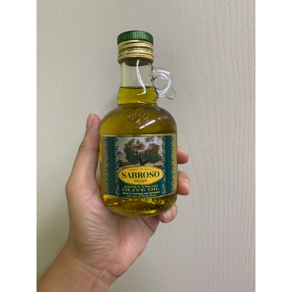 Sabroso Extra Virgin Olive Oil 250ml ซาโบรโซ่น้ำมันมะกอกเอ็กซ์ตร้าเวอร์จิ้น คุณภาพมาตรฐาน 100% ผลิตจากวัตถุดิบคุณภาพสูง