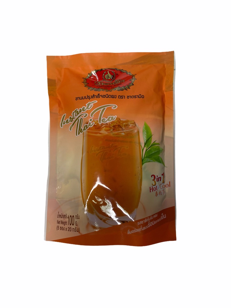 ชาตรามือ CHA TRA MUE ชานม ปรุงสำเร็จชนิดผง INSTANT THAI TEA 3IN1 Net Weight 100g สีส้ม 1แพค/บรรจุ 5 ซอง 20g ราคาพิเศษ สินค้าพร้อมส่ง