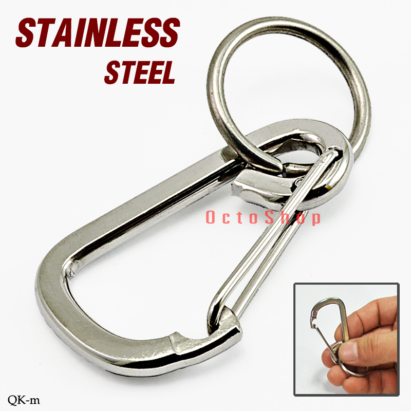 พวงกุญแจ Carabinerแบบทรงเหลียม พวงกุญแจรถยนต์ พวงกุญแจมอเตอร์ไซค์ กุญแจบ้าน กระเป๋า เกงยีนส์ คาราบิเนอร์ สแน็ป สแตนเลส ทำยากกว่า QK/m (#141)