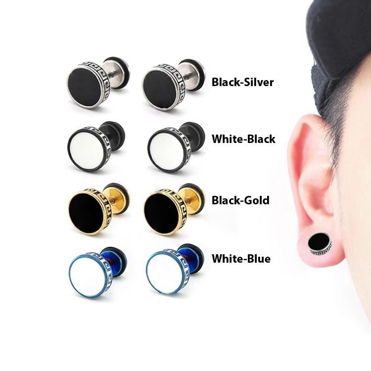 ต่างหู ตุ้มหู จิว ต่างหูผู้ชาย Barbell Titanium Steel Men Earrings Punk Anti allergy Piercing Ear Stud Male fashion Jewelry Best Gifts - 1 ข้าง
