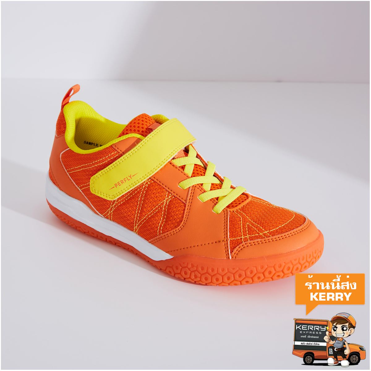 รองเท้าแบดมินตันสำหรับเด็กรุ่น BS 160 (สีส้ม) เด็กผู้ชาย 4 ถึง 16 ปี แบดมินตัน สควอช รองเท้ากีฬา รองเท้า รองเท้าผ้าใบ