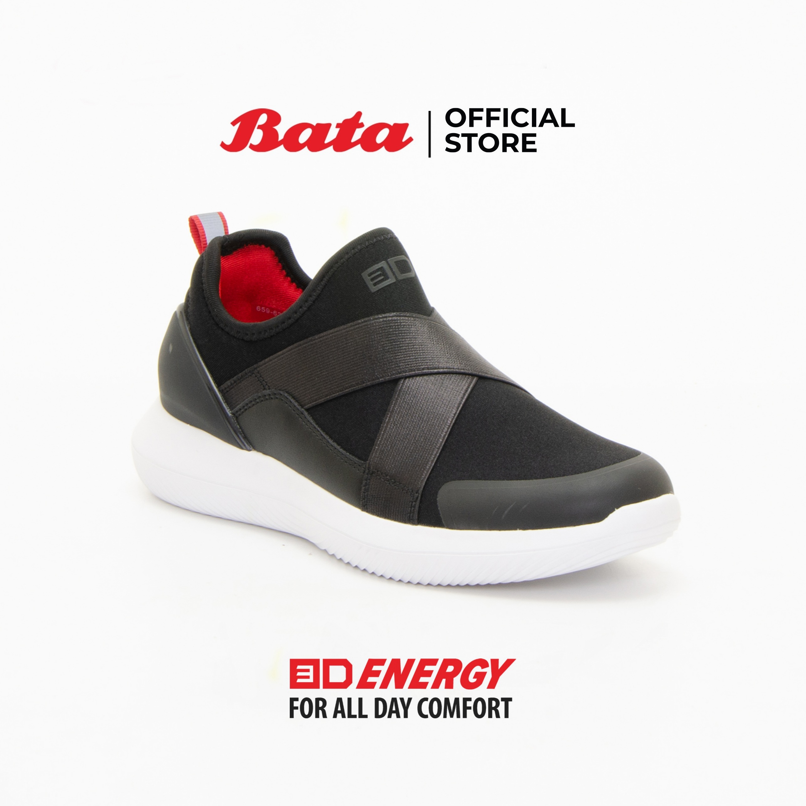 Bata Women's 3D Energy Slip-on Sneakers รองเท้าผ้าใบกีฬาสำหรับผู้หญิง รุ่น 3D Energy สีดำ 6596365