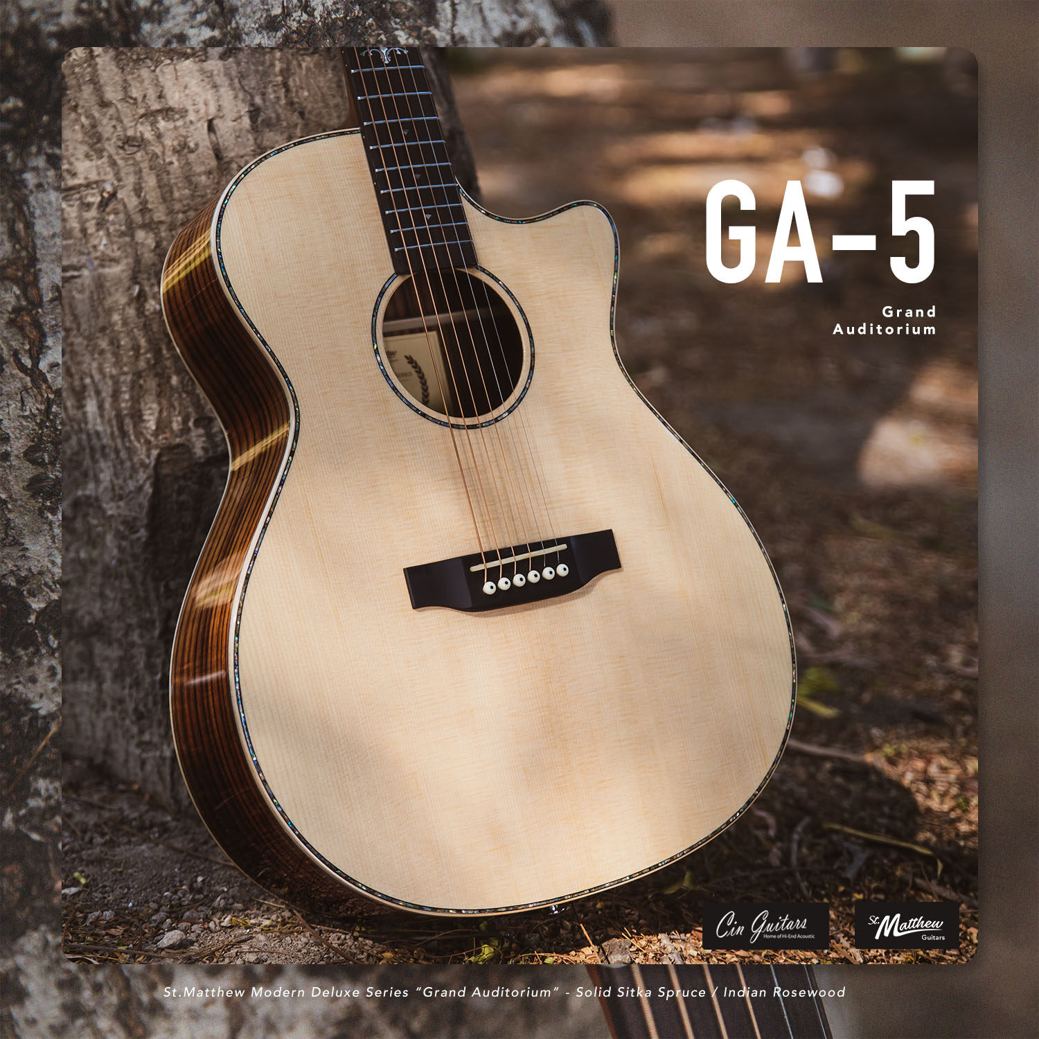 St.Matthew GA-5 กีต้าร์โปร่งทรง GA (Solid Sitka Spruce / Rosewood) พร้อมกระเป๋า มีบริการผ่อน 0% และเก็บเงินปลายทาง