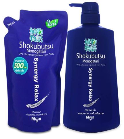 Shokubutsu For Men ครีมอาบน้ำ โชกุบุสซึ สูตรผ่อนคลาย ระงับกลิ่นกาย Synergy Relax 500 ml + Refill 500 ml