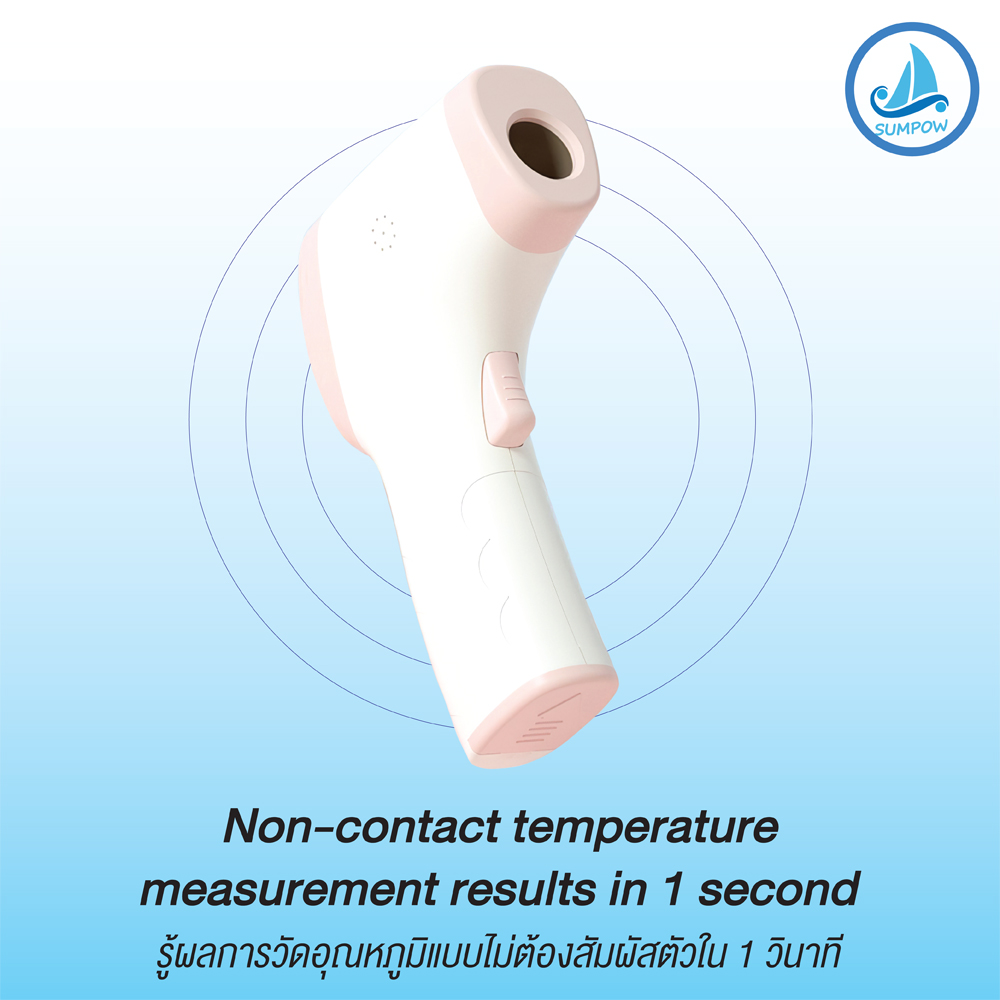 sumpow เครื่องวัดอุณหภูมิ แบบอินฟาเรด เครื่องวัดไข้ เครื่องตรวจ วัดอุณหภูมิ วัดไข้ ปืนวัดไข้ ที่วัดอุณหภูมิ รุ่น FR202