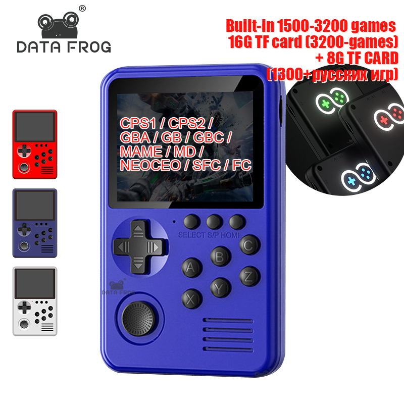 Data Frog 16 Bit Mini Handheld Game Console Built in 3200 Classic Games Retro Portable Gaming Console Support TF Card TV OutPut