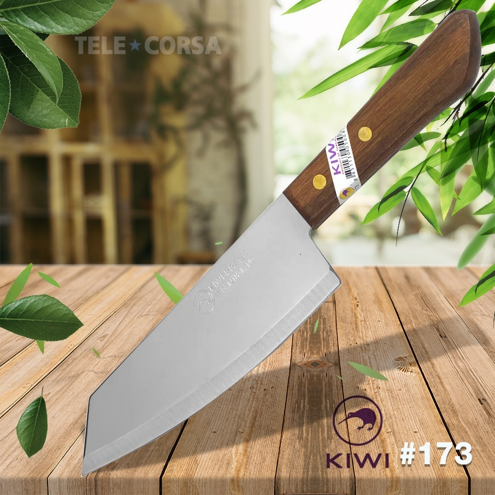Telecorsa  มีดหั่นด้ามไม้ปลายตัด  มีดทำครัว (KIWI 173) รุ่น Kitchen-knife-kiwi-173-05d-Boss