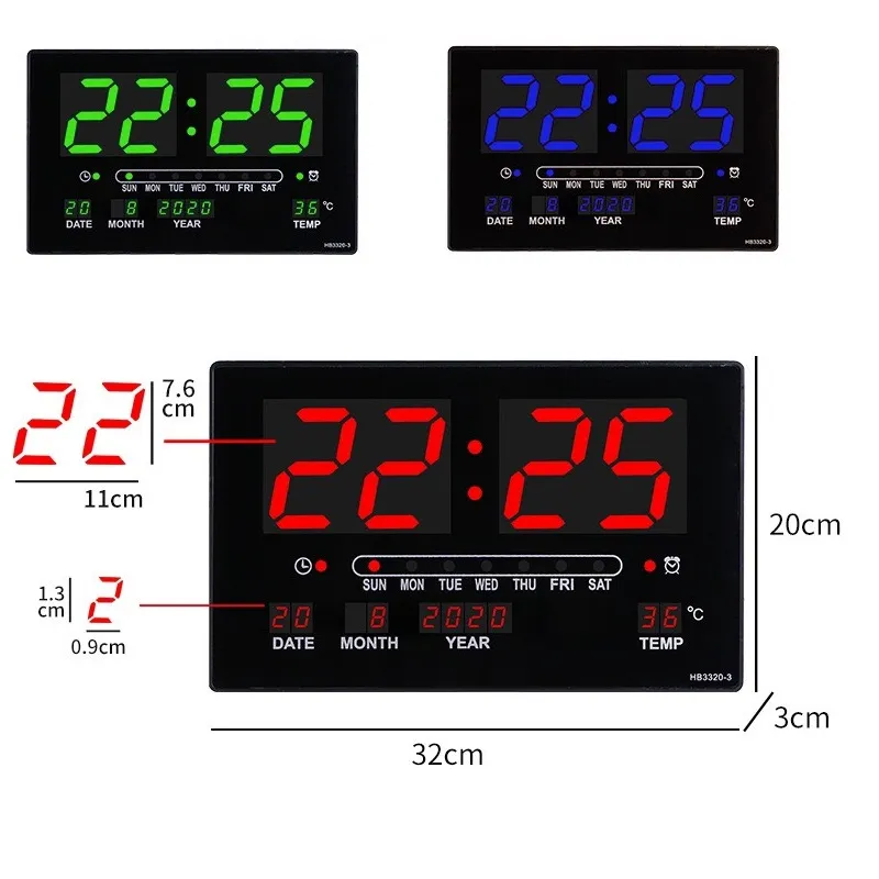 นาฬิกาดิจิตอล LED DIGITAL CLOCK รุ่นPAE-3223 (ตัวเลขสีแดง) นาฬิกาแขวนผนัง นาฬิกาปลุก ดิจิตอลนาฬิกา นาฬิกาแขวน นาฬิกาตั้งโต๊ะ ขนาด 32x20x3CM