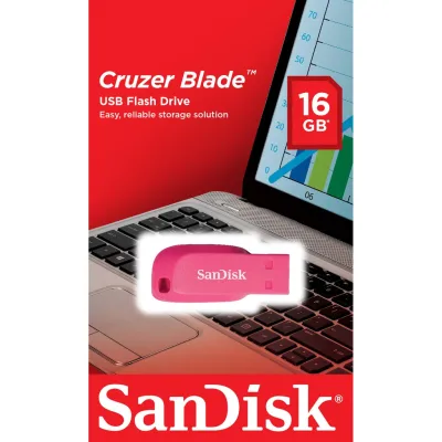 SanDisk CRUZER BLADE USB แฟลชไดร์ฟ 16GB Pink USB2.0 (SDCZ50C-016G-B35PE)