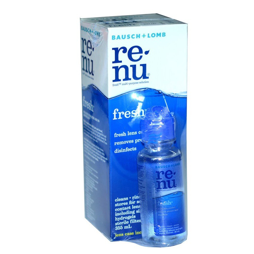 (ของแท้/พร้อมส่งกดเลย) Renu fresh multi-purpose solution น้ำยาล้างแช่คอนแทคเลนส์ 355 ml. แถมฟรี ขนาด 60ml. 1 ขวด (*1ชุด) รหัสสินค้า 0160 HelloBeautyCenter