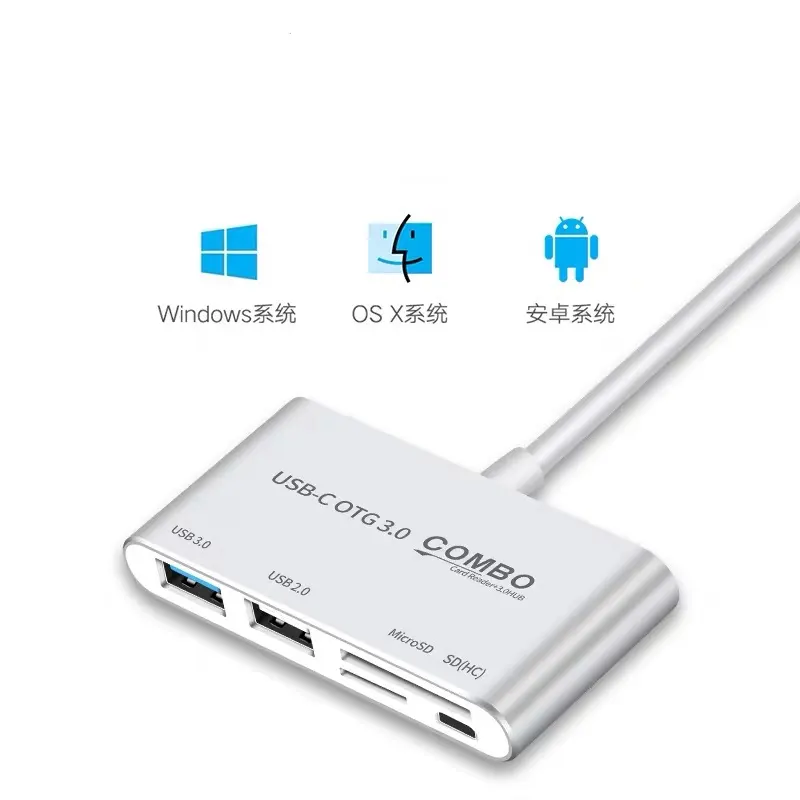 ภาพหน้าปกสินค้าOTG Type C 3.1 To USB 3.0 2.0 Micro SD TF Card Reader HUB AIm Adapter For Android Phone จากร้าน AIphard บน Lazada