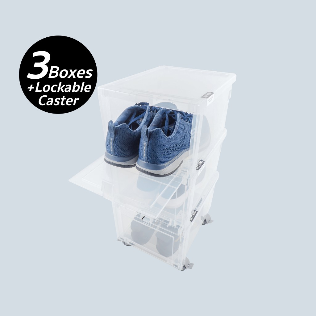 โปรโมชั่น  3 BOXes + Lockabel Wheels Set : ANYTHINGbox กล่องใส่รองเท้า 3 กล่อง+ล้อ(มีเบรค) 4 ล้อ ราคาถูก กล่อง กล่องอเนกประสงค์ กล่องพลาสติก กล่องรองเท้า กล่องเก็บของ กล่องใส่ของ กล่องมีฝาปิด มีล้อ ใส่ของ