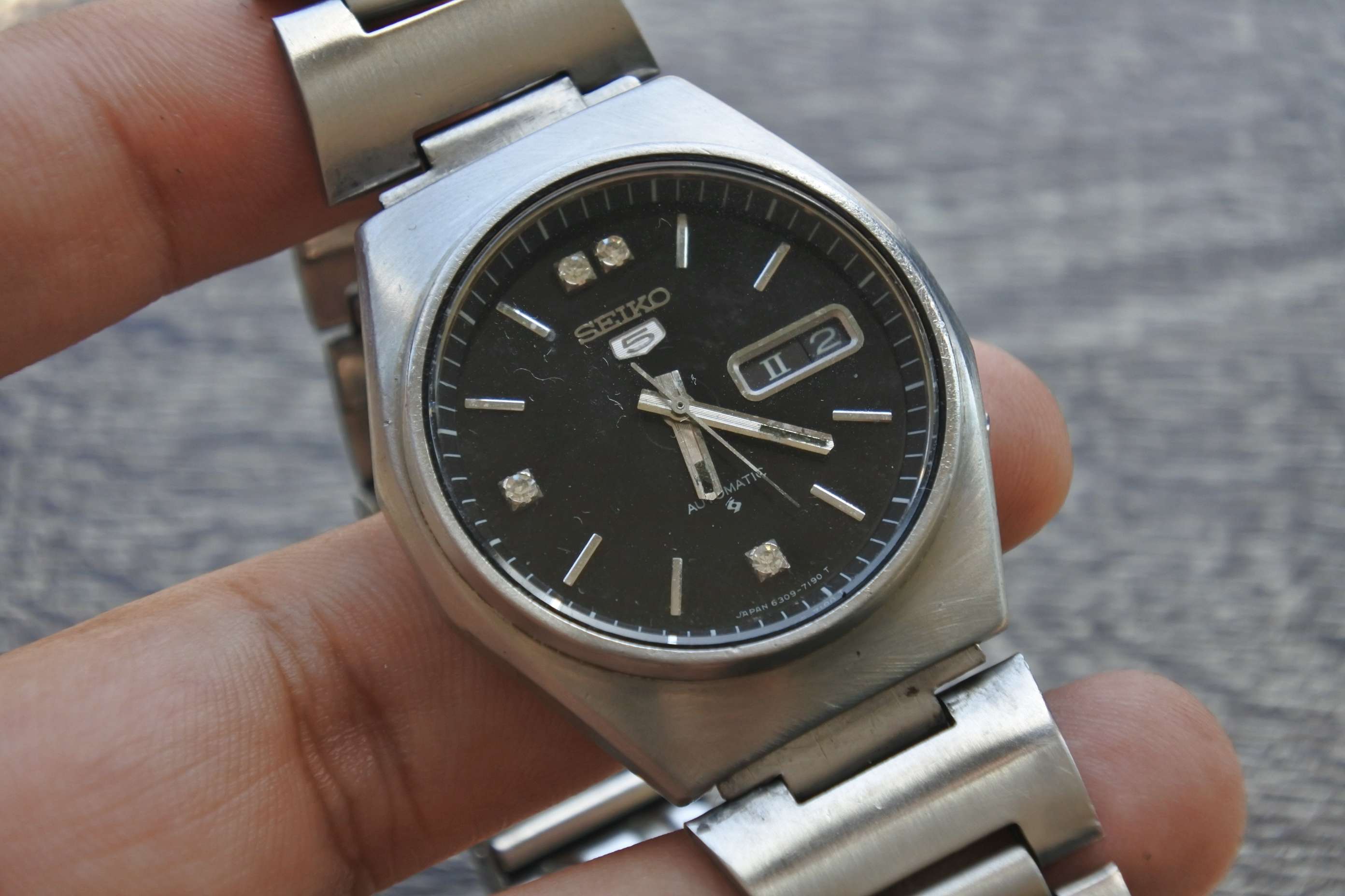 นาฬิกา Seiko 5 6309 720C Vintage ผู้ชาย สายสแตนเลส แท้มือสองญี่ปุ่น ระบบ Automatic หน้าปัด 37mm