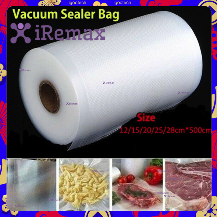 iRemax (ยาว 5 เมตร)ถุงซีลแบบม้วน ถุงซีลสูญญากาศ ถุงซีลสูยญากาศแบบม้วน ถุงซีลสูญญากาศลายนูน ถุงซีลลายนูน ถุงซีล ถุงแพ็คอาหาร ถุงซีลอาหาร vacuum food bags