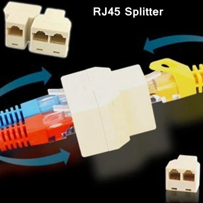 RJ45 Splitter Adapter 1 to 2 Dual Female Port CAT5/6 LAN Ethernet Sockt Network Connections Splitter Adapter