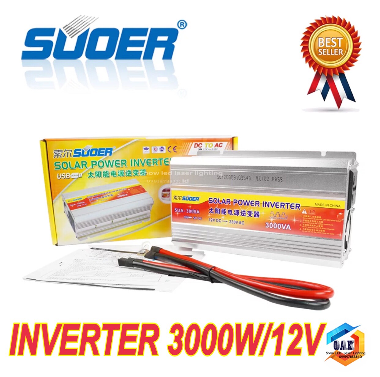SUOER 12v 3000w  Inverter Modified Sine Wave อินเวอร์เตอร์ ตัวแปลงไฟ 12v เป็น 220v Suoer12V 3000W อินเวอร์เตอร์ 12V to 220V Portable Smart Power Inverter