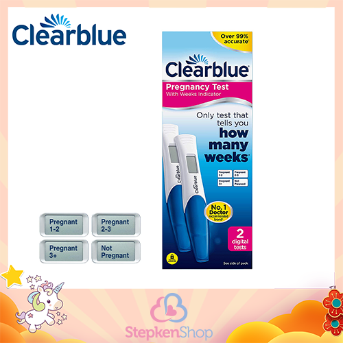Clearblue อุปกรณ์ทดสอบการตั้งครรภ์แบบดิจิตอล พร้อมจำนวนอาทิตย์ที่ตั้งครรภ์ -2 ครั้ง Exp. 09/2023