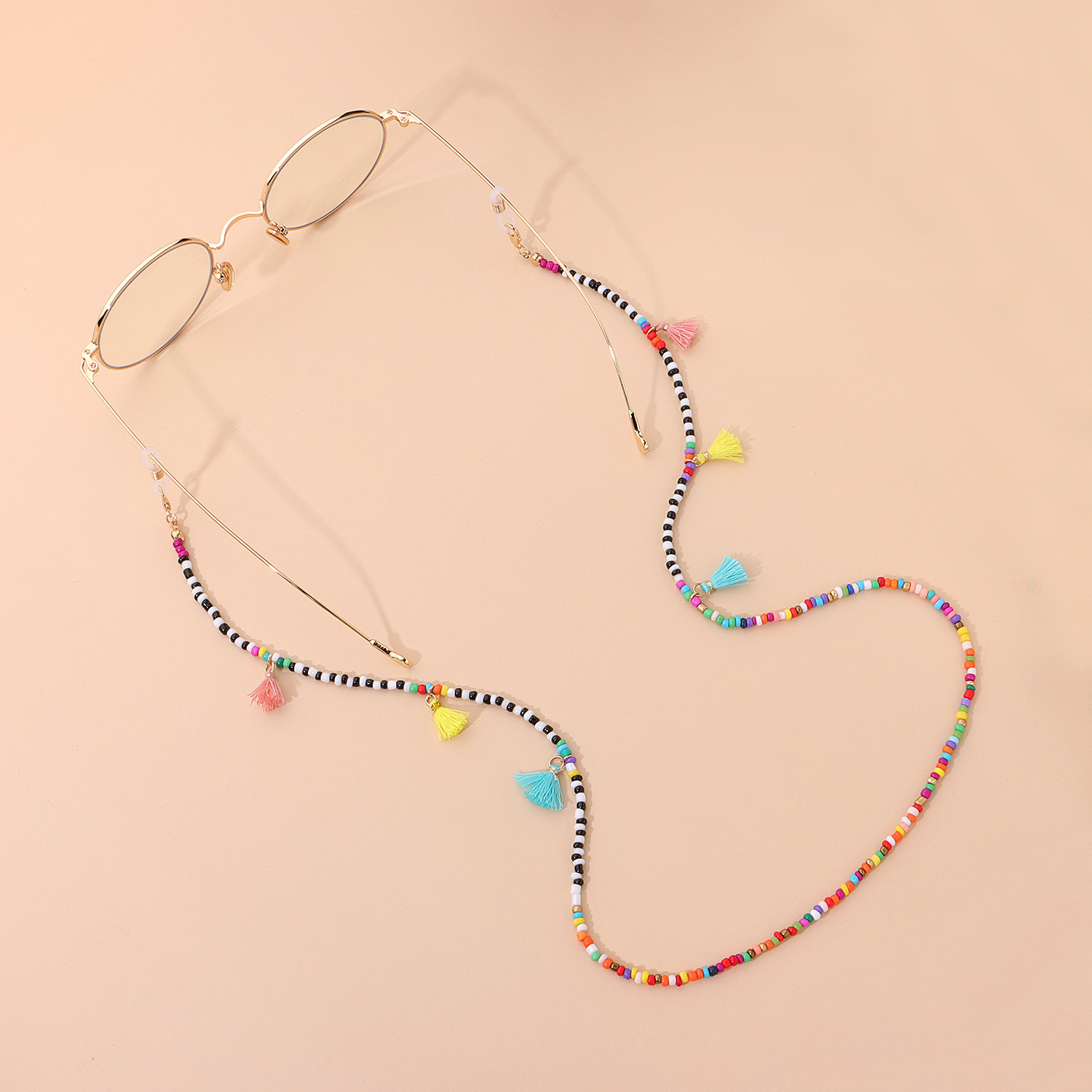 2021 Boho Rainbow Beaded Glasses Chain Mask Lanyard For Women Trendy