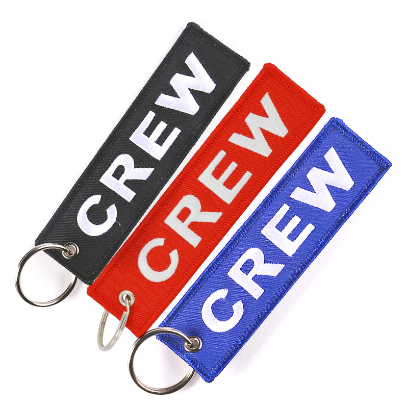 HINS พวงกุญแจ CREW พวงกุญแจห้อยกระเป๋า พวงกุญแจห้อยกระเป๋าเดินทาง ป้ายกระเป๋าเดินทาง CREW Aviation Embroidery Key Chain, Bag Key Ring, Luggage Tag
