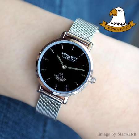 AMERICA EAGLE นาฬิกาข้อมือผู้หญิง สายสแตนเลส รุ่น AE8005L - Silver/Black